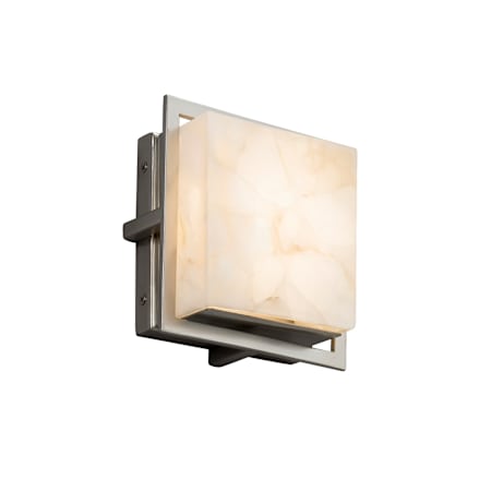 Justice Design Group Alabaster Rocks Single Light 6-1/2" High Integrated 3000K LED Outdoor Wall Sconce with Shaved Alabaster Rock Cast Resin Shade - ADA Compliant Brushed Nickel