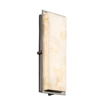 Justice Design Group Alabaster Rocks Single Light 18" High Integrated 3000K LED Outdoor Wall Sconce with Shaved Alabaster Rock Cast Resin Shade - ADA Compliant Brushed Nickel
