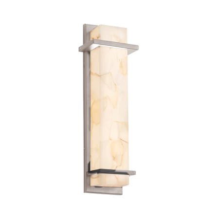 Justice Design Group Monolith Single Light 20" Tall Integrated LED Outdoor Wall Sconce with Shaved Alabaster Stone Shade Brushed Nickel