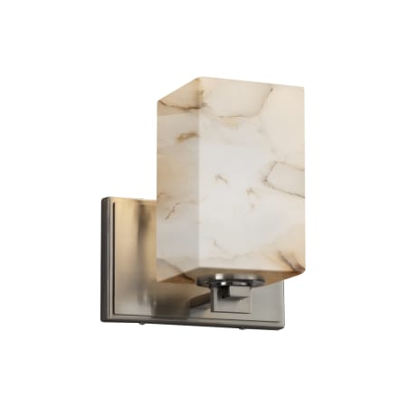 Justice Design Group Alabaster Rocks! 8" Tall LED Bathroom Sconce Brushed Nickel