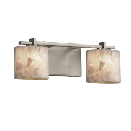 Justice Design Group Alabaster Rocks! 2 Light 17" Wide LED Bathroom Vanity Light with Oval Shades Brushed Nickel
