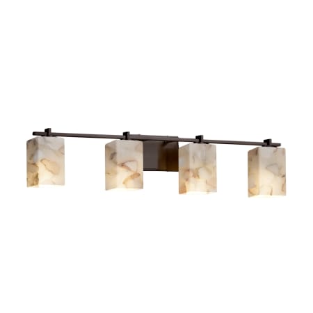 Justice Design Group Alabaster Rocks! 4 Light 34" Wide LED Bathroom Vanity Light with Flat Rimmed Square Shades Dark Bronze