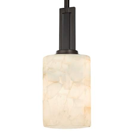 Justice Design Group Era Single Light 4" Wide Mini Pendant with Cylindrical Shaved Alabaster Shade Matte Black