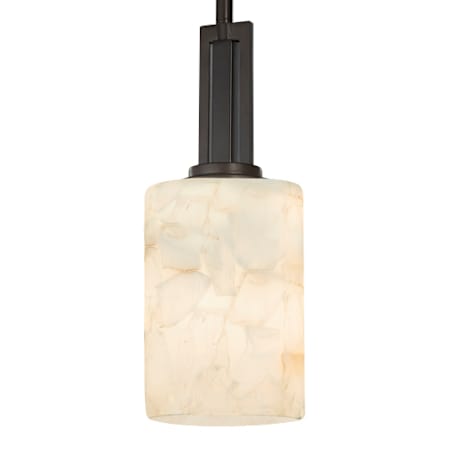 Justice Design Group Era Single Light 4" Wide Integrated LED Mini Pendant with Cylindrical Shaved Alabaster Shade Matte Black