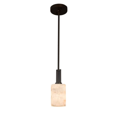 Justice Design Group Era Single Light 4" Wide Integrated LED Mini Pendant with Cylindrical Shaved Alabaster Shade Matte Black