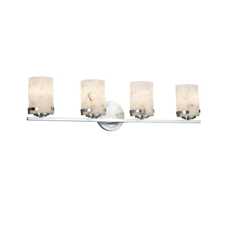 Justice Design Group Alabaster Rocks 4 Light 31-1/2" Wide Bathroom Vanity Light with Shaved Alabaster Rock Cast Resin Shade Polished Chrome