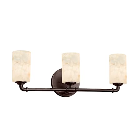 Justice Design Group Bronx 3 Light 23-3/4" Wide Integrated LED Vanity Light with Cylindrical Shaved Alabaster Shades Dark Bronze