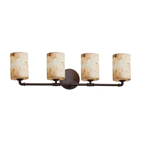 Justice Design Group Alabaster Rocks! 4 Light 34" Wide Bathroom Vanity Light from the Bronx Series Dark Bronze