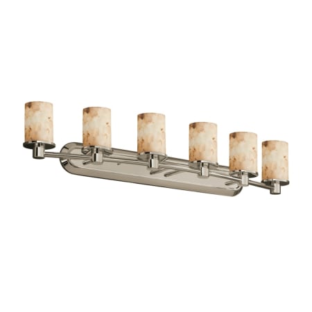 Justice Design Group Alabaster Rocks! 6 Light 44" Wide LED Bathroom Vanity Light Brushed Nickel