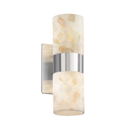 Justice Design Group Alabaster Rocks 2 Light Bath Bar Brushed Nickel