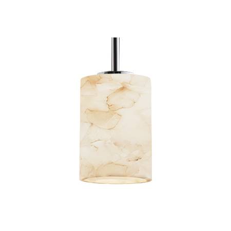 Justice Design Group Alabaster Rocks! 4" 1 Light Stone Mini Pendant Brushed Nickel