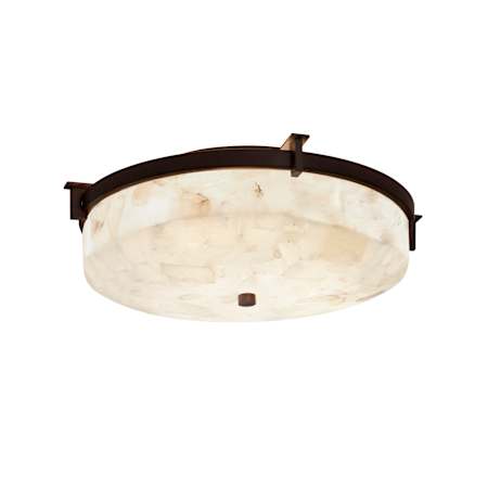 Justice Design Group Era 16" Wide LED Flush Mount Bowl Ceiling Fixture with Shaved Alabaster Shade Dark Bronze