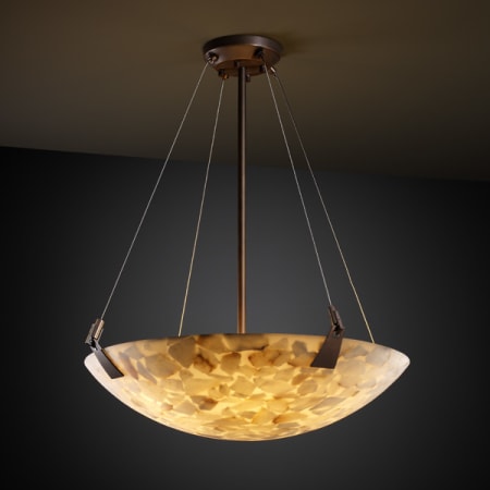 Justice Design Group Alabaster Rocks! 21" Tapered Clips 3 Light Stone Full Sized Pendant Dark Bronze