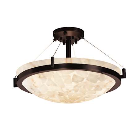 Justice Design Group 36" Pendant Bowl Ceiling Fixture from the Alabaster Rocks! Collection Dark Bronze