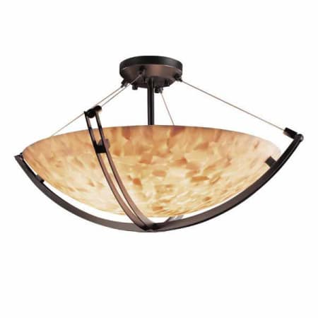 Justice Design Group Alabaster Rocks 28" Round Bowl Semi Flush Mount Ceiling Fixture Dark Bronze