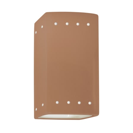 Justice Design Group Ambiance 10" Tall Perforated Rectangular Open Top LED Wall Sconce Adobe
