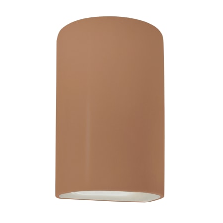 Justice Design Group Ambiance 10" Tall Half Cylinder Closed Top LED Outdoor Wall Sconce Adobe