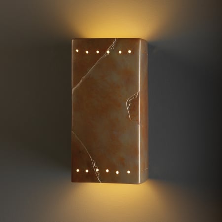 Justice Design Group Ambiance 7.25" Wall Sconce Tierra Red Slate