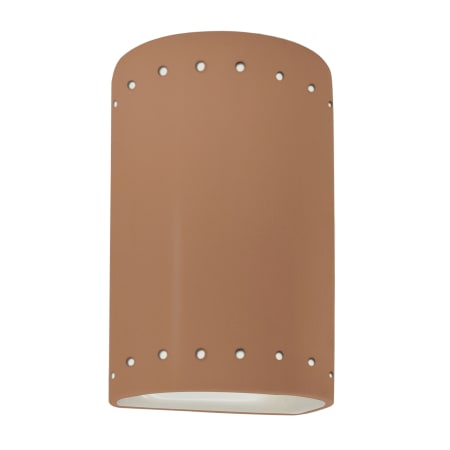 Justice Design Group Ambiance 10" Tall Perforated Half Cylinder Open Top LED Outdoor Wall Sconce Adobe