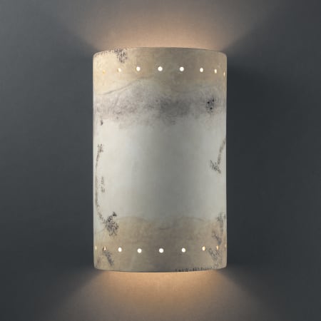 Justice Design Group Ambiance 7.75" Outdoor Wall Sconce Greco Travertine