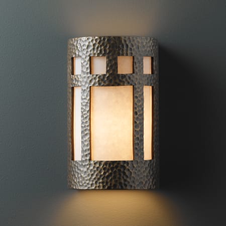Justice Design Group Ambiance 7.75" ADA Compliant Wall Sconce Hammered Brass