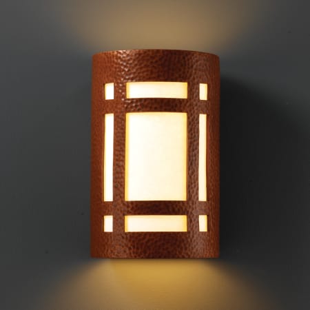 Justice Design Group Ambiance 7.75" ADA Compliant LED Wall Sconce Hammered Copper