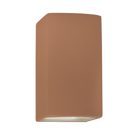Justice Design Group Ambiance 10" Tall LED ADA Wall Sconce with a Ceramic Small Rectangle Shade Adobe