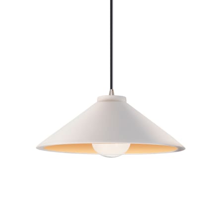 Justice Design Group Radiance 12" Wide Pendant with a Ceramic Matte White and Champagne Gold Shade Brushed Nickel