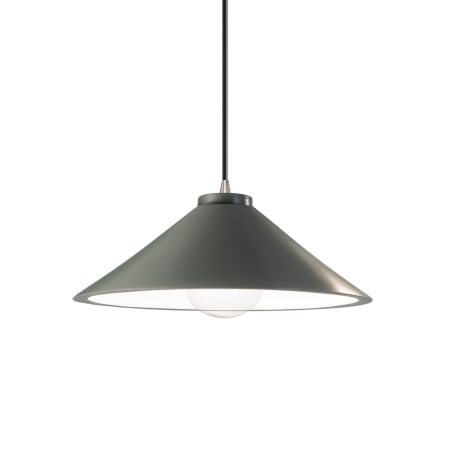 Justice Design Group Radiance 12" Wide LED Pendant with a Ceramic Pewter Green Shade Brushed Nickel