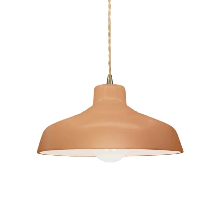 Justice Design Group Radiance 12" Wide LED Pendant with a Ceramic Adobe Shade Antique Brass