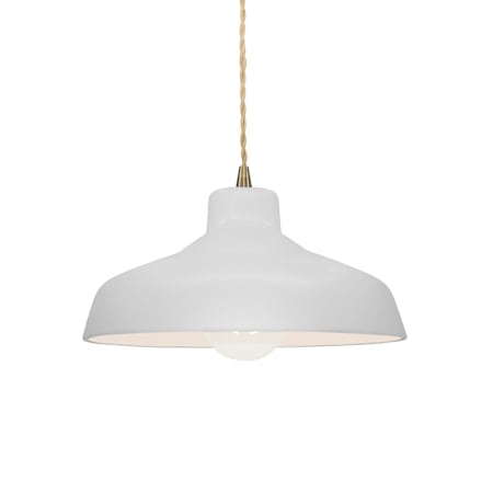 Justice Design Group Radiance 12" Wide Pendant with a Ceramic Bisque Shade Antique Brass