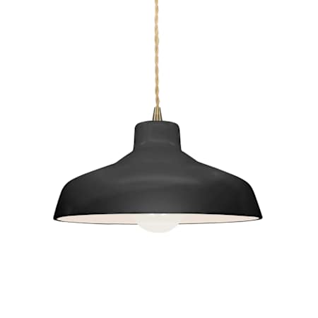 Justice Design Group Radiance 12" Wide LED Pendant with a Ceramic Gloss Black Shade Antique Brass