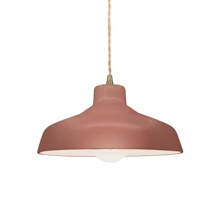 Justice Design Group Radiance 12" Wide Pendant with a Ceramic Canyon Clay Shade Antique Brass