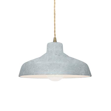 Justice Design Group Radiance 12" Wide LED Pendant with Twisted Beige Cord and Concrete Shade Antique Brass / Concrete