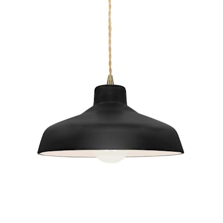 Justice Design Group Radiance 12" Wide Pendant with a Ceramic Carbon Matte Black Shade Antique Brass