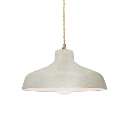 Justice Design Group Radiance 12" Wide Pendant with a Ceramic White Crackle Shade Antique Brass