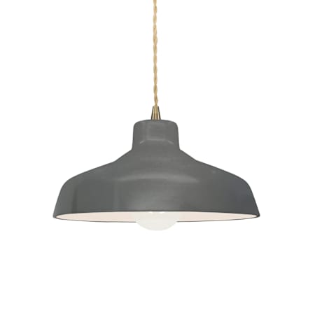 Justice Design Group Radiance 12" Wide Pendant with a Ceramic Gloss Grey Shade Antique Brass