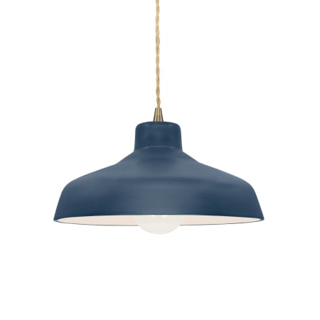 Justice Design Group Radiance 12" Wide Pendant with a Ceramic Midnight Sky and Matte White Shade Antique Brass
