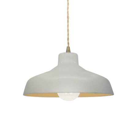 Justice Design Group Radiance 12" Wide LED Pendant with a Ceramic Matte White and Champagne Gold Shade Antique Brass