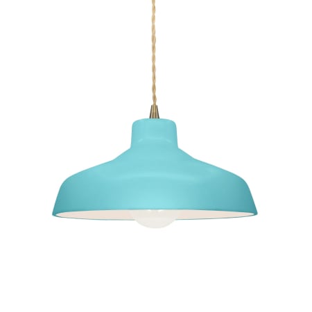 Justice Design Group Radiance 12" Wide Pendant with a Ceramic Reflecting Pool Shade Antique Brass