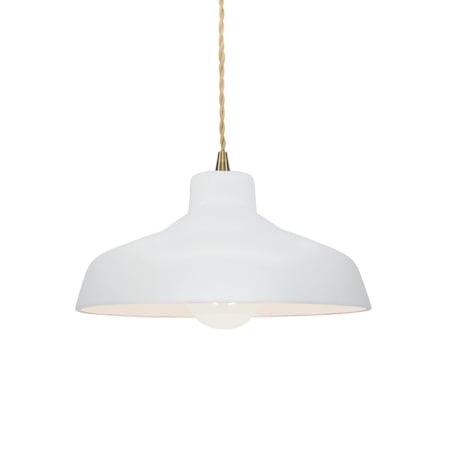 Justice Design Group Radiance 12" Wide LED Pendant with a Ceramic Gloss White Shade Antique Brass