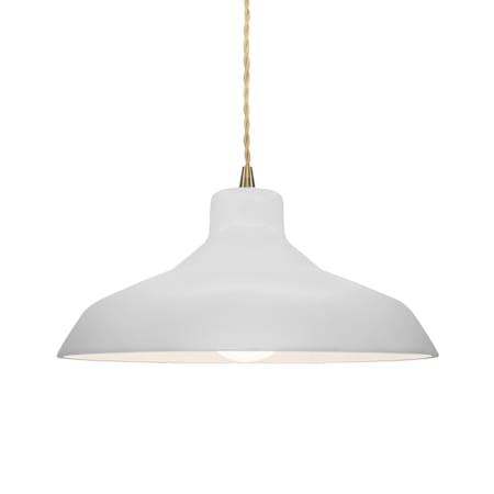Justice Design Group Radiance 14" Wide Pendant with a Ceramic Bisque Shade Antique Brass