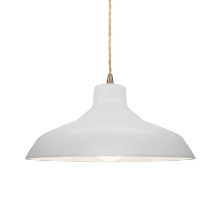 Justice Design Group Radiance 14" Wide LED Pendant with a Ceramic Bisque Shade Antique Brass