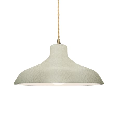 Justice Design Group Radiance 14" Wide Pendant with a Ceramic Celadon Green Crackle Shade Antique Brass