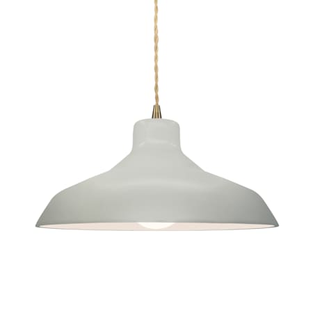 Justice Design Group Radiance 14" Wide Pendant with a Ceramic Matte White Shade Antique Brass