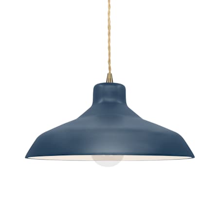 Justice Design Group Radiance 14" Wide LED Pendant with a Ceramic Midnight Sky and Matte White Shade Antique Brass