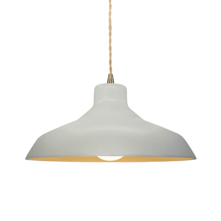 Justice Design Group Radiance 14" Wide Pendant with a Ceramic Matte White and Champagne Gold Shade Antique Brass