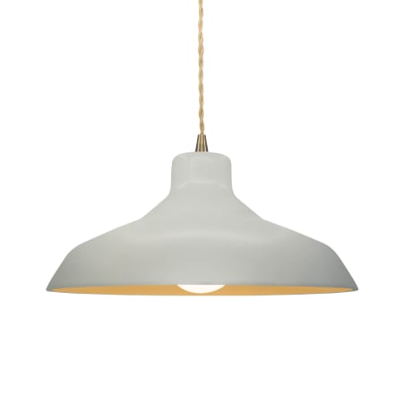 Justice Design Group Radiance 14" Wide LED Pendant with a Ceramic Matte White and Champagne Gold Shade Antique Brass