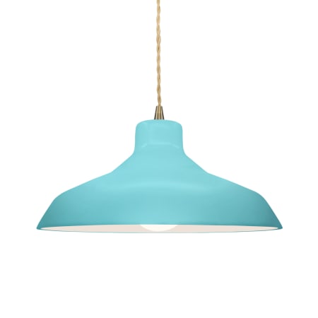 Justice Design Group Radiance 14" Wide LED Pendant with a Ceramic Reflecting Pool Shade Antique Brass