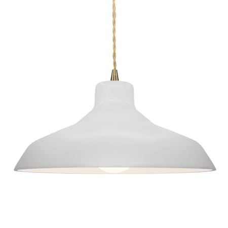 Justice Design Group Radiance 16" Wide Pendant with a Ceramic Bisque Shade Antique Brass